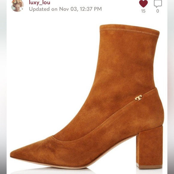 Tory Burch Penelope Size 7 Brown Stretch Suede Ankle Boot Bootie NEW - Picture 14 of 14